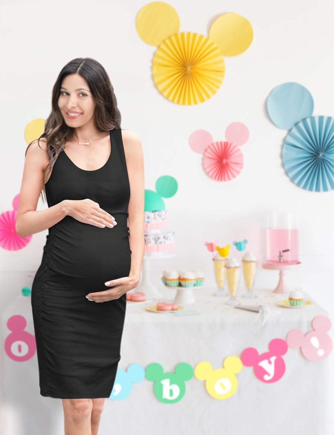 KIM S Women's Maternity Casual Dresses Sleeveless Bodycon Dress at  Women’s Clothing store
