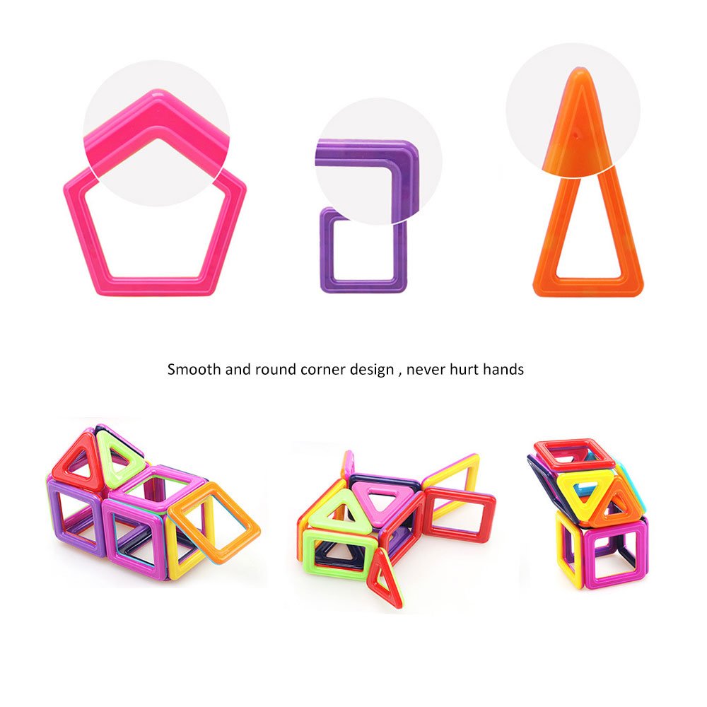 Magnetic Building Blocks, 76Pcs Magnetic Construction Creativity Thinking Educational Gifts Stacking Toys for Children Kids w/ Instruction Booklet & Storage Bag