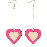 GELVTIC Leather Heart Earrings Dangle for Women Trendy, Star Earrings Lightweight Fashion, Gifts for Her