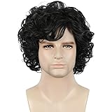 Topcosplay Mens Wigs Black Short Curly Cosplay Halloween