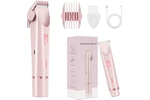 SEODON 2025 2-in-1 Bikini Trimmer for Women - Painless Electric Razor, IPX7 Waterproof Dual Head Body & Facial Hair Remover for Sensitive Skin(Pink) (Pink)