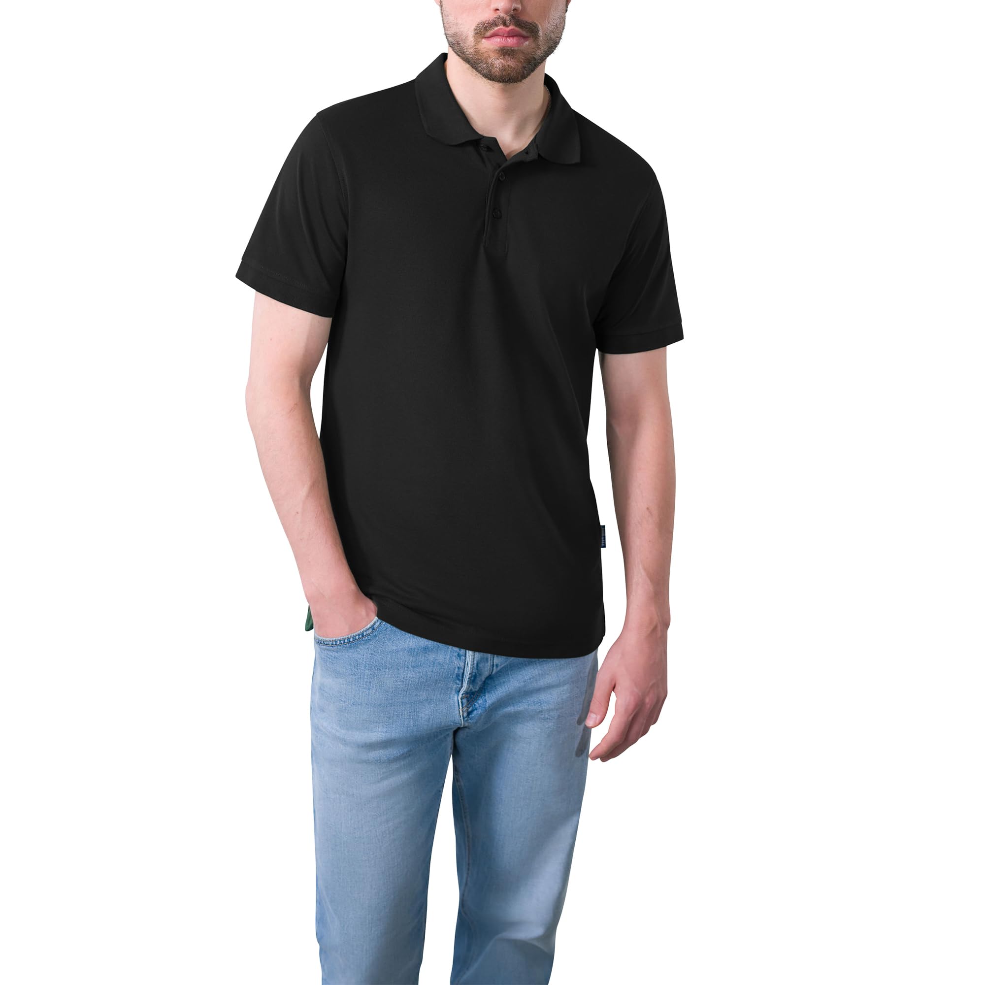 HRM Heavy Performance Polo, Schwarz, Gr. M | Premium Herren Polo Shirt | Basic Polohemd Bis 60°C Waschbar | Hochwertige & Nachhaltige Bekleidung | Workwear