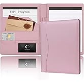 Leather Portfolio Binder 5 x 8, Mini Soft Leather Padfolio A5 Business Binder Legal Writing Pad Junior Size Document Organizer for Present Gift Kid Men Women Pink