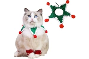 IDOLPET Christmas Cat Dog Bandana Collar Handmade Knitted Cat Dog Pet Clothes Necktie Costume Outfit for Cat Kitten Puppy Small Dog Rabbit in Christmas Holiday (Five-Pointed Star Green, Medium)