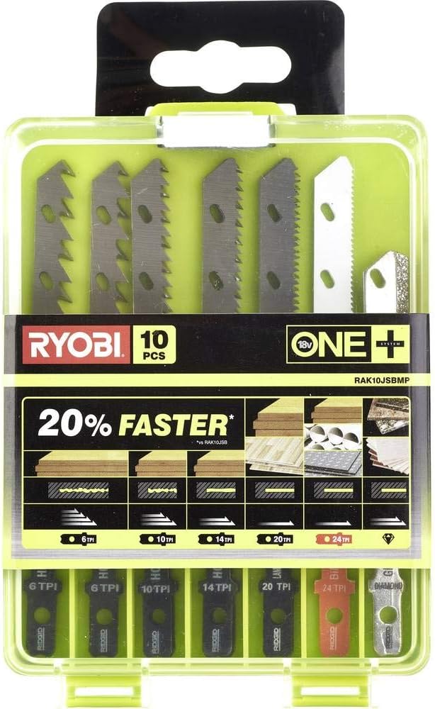 Ryobi RAK10JSBWM Jigsaw Blade Set (10 Piece), Silver