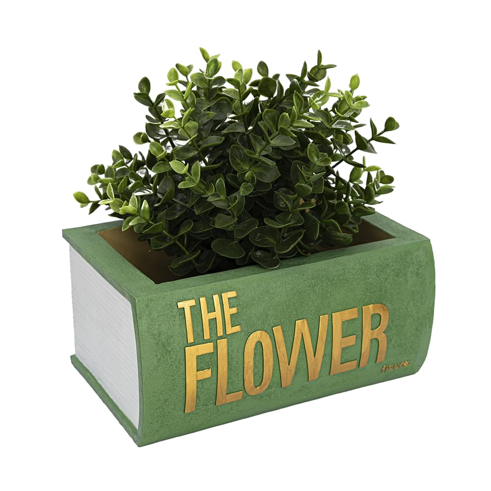 Fisura - Original flower pot in the shape of a book. Gift Planter. Unique Decoration. Decorative pot. Resin flowerpot. Size: 10.5 cm x 14.5 cm x 22 cm