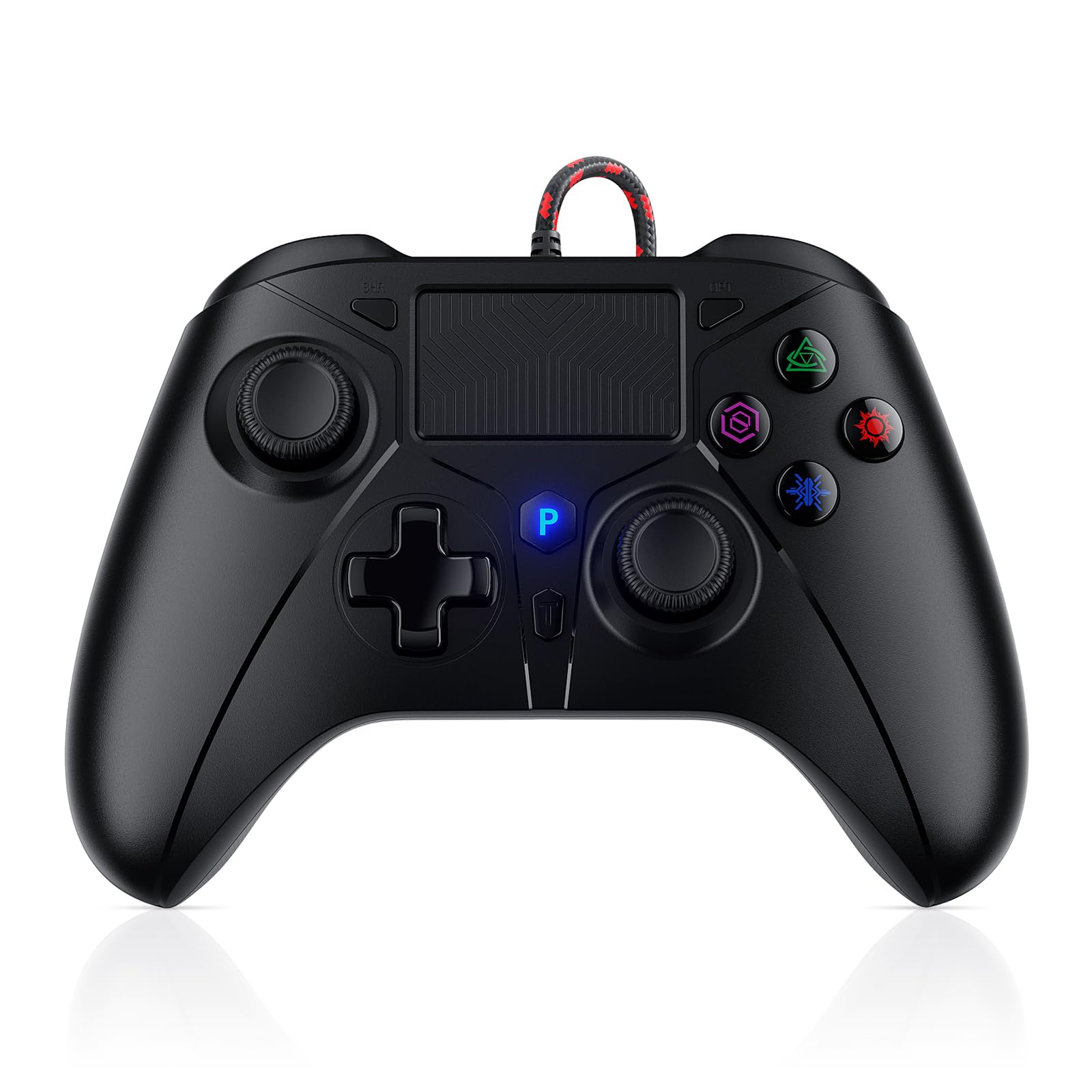 Gamrombo Wired Controller for PS5 Controller, Gaming Controller for PlayStation 5 / PS5, PS4, PC, Support Turbo, Marco, 3.5mm Audio Jack - Black