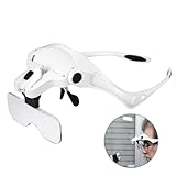 Lupa con luz 2 LED Rightwell Lupas de Gran Aumento para Modelismo,Reparaciones,Coser,Pintar Maquetas,Extensiones de Pestañas,Soldadura,Pegar Piezas Pequeñas,Joyería y Relojería,Cinco Lentes Intercambiables,1.0X a 3.5X