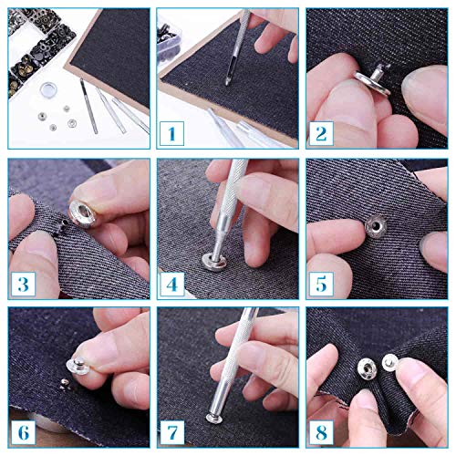 image for Snap Buttons, Paxcoo 150 Sets Leather Snap Fasteners Kit, 12.5mm Metal