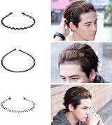 WUBAYI 6Pcs Hair Band Mens Metal Headband Non-slip Unisex Black view 7