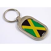 Jamaica Flag Key Chain Metal Chrome Plated Keychain Key fob keyfob Jamaican