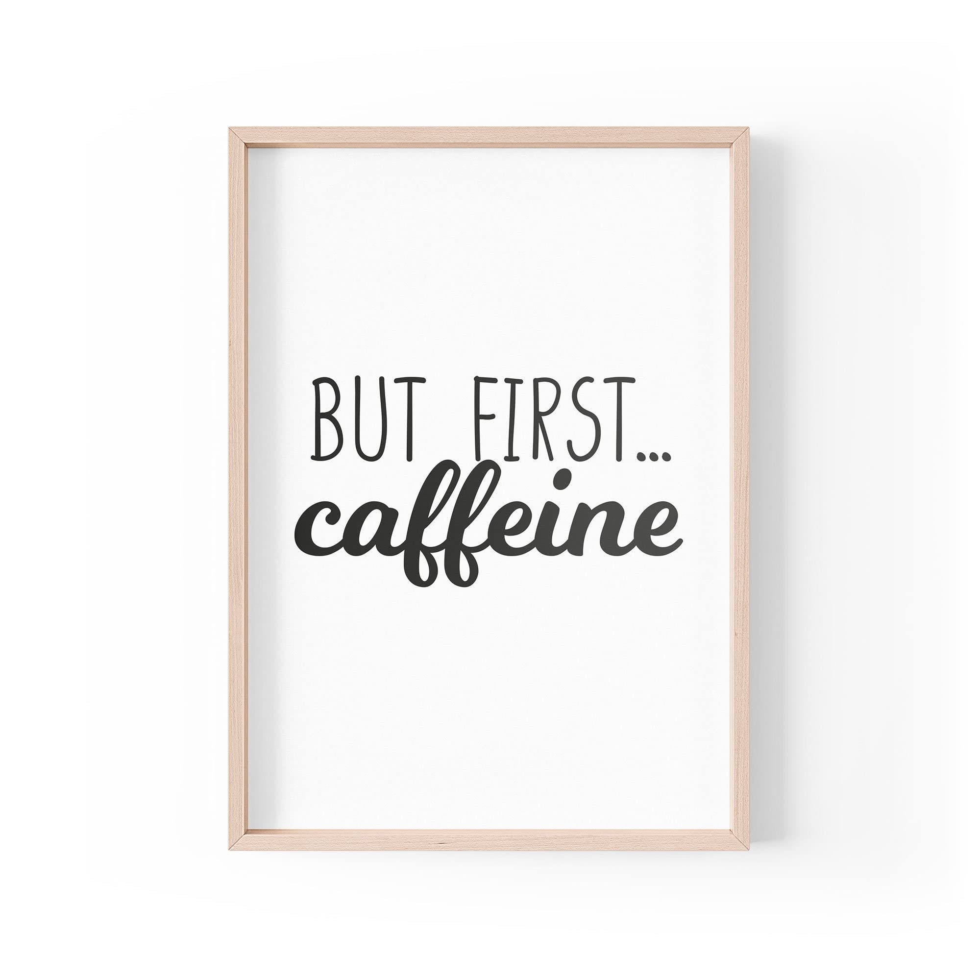 Tongue in Peach Funny Quote Print | Home Prints | But First Caffeine | Typography Kitchen Tea Coffee Corner Tired | A4 A3 A5 | *FRAME NOT INCLUDED* - A3 - PBH30