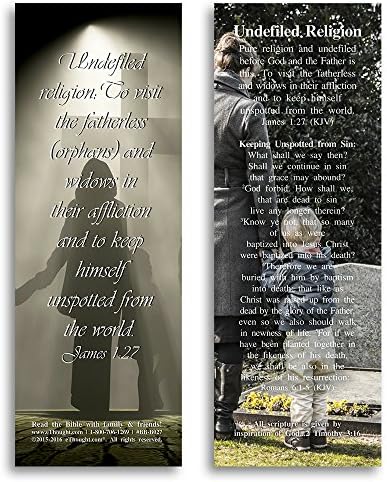 Bible Verse Cards, by eThought โ James 1:27- Undefiled Religion - Pack of 25 Bookmark Size Cards for reading, study, gifts and encouragement.
