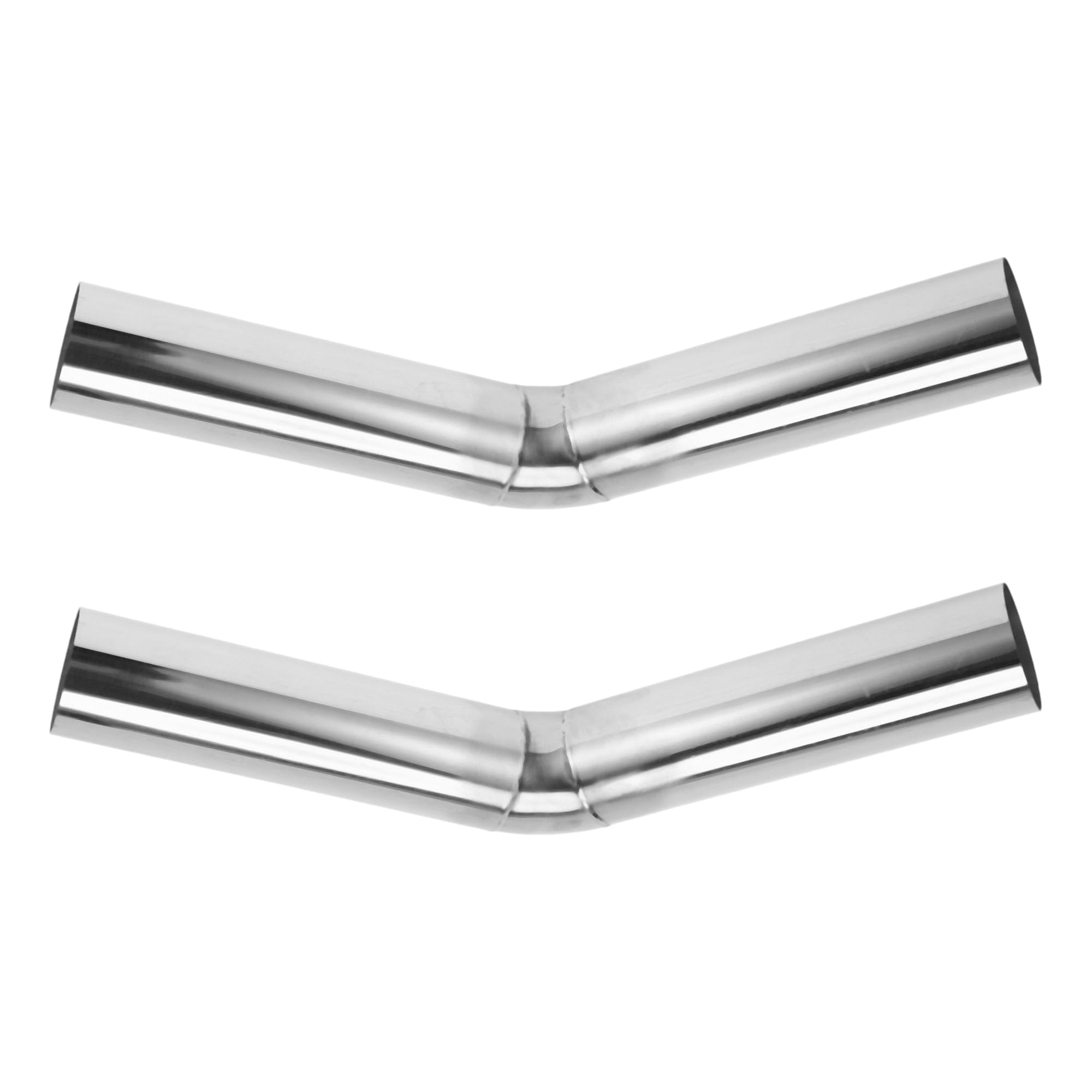 Photo 1 of Motoforti 45 Degree 57mm/2.25" OD Mandrel Exhaust Pipe Car Exhaust Pipe Tubing Piping 200mm/7.87" Length 304 Stainless Steel Silver Tone 2 Pcs