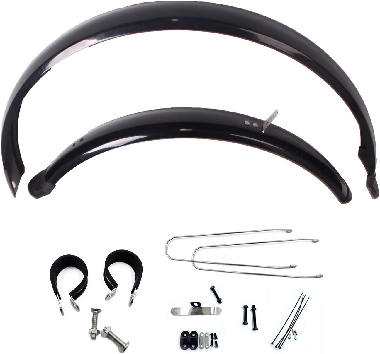 FMFXTR 【US Stock】 1 Pair 20/26/27.5/29/700C Full Cover Front and Rear MTB Bicycle Deform Resistant Mudguard Set, Superlight Durable Plastic Road Folding Mountain Bike Disc Brake V-Brake Fender