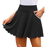 ATTRACO Tennis Skirts for Women with Shorts and Pockets Scalloped Athletic Golf Skorts
