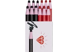 HOMSSEM New China Markers Grease Pencils – 12-Pack Multi-Surface Wax Markers for Glass, Metal, Plastic – Non-Sharpening Peel Off China Marker (Black 6p + Red 6p)