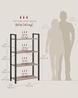 VASAGLE 4-Tier Bookshelf 30 x 66 x 120 cm Industrial Heather Greige view 5