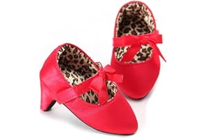 ZINTAOZT Newborn Baby Girls Princess Shoes Bowknot Soft Sole Crib Shoes with High Heels First Walkers