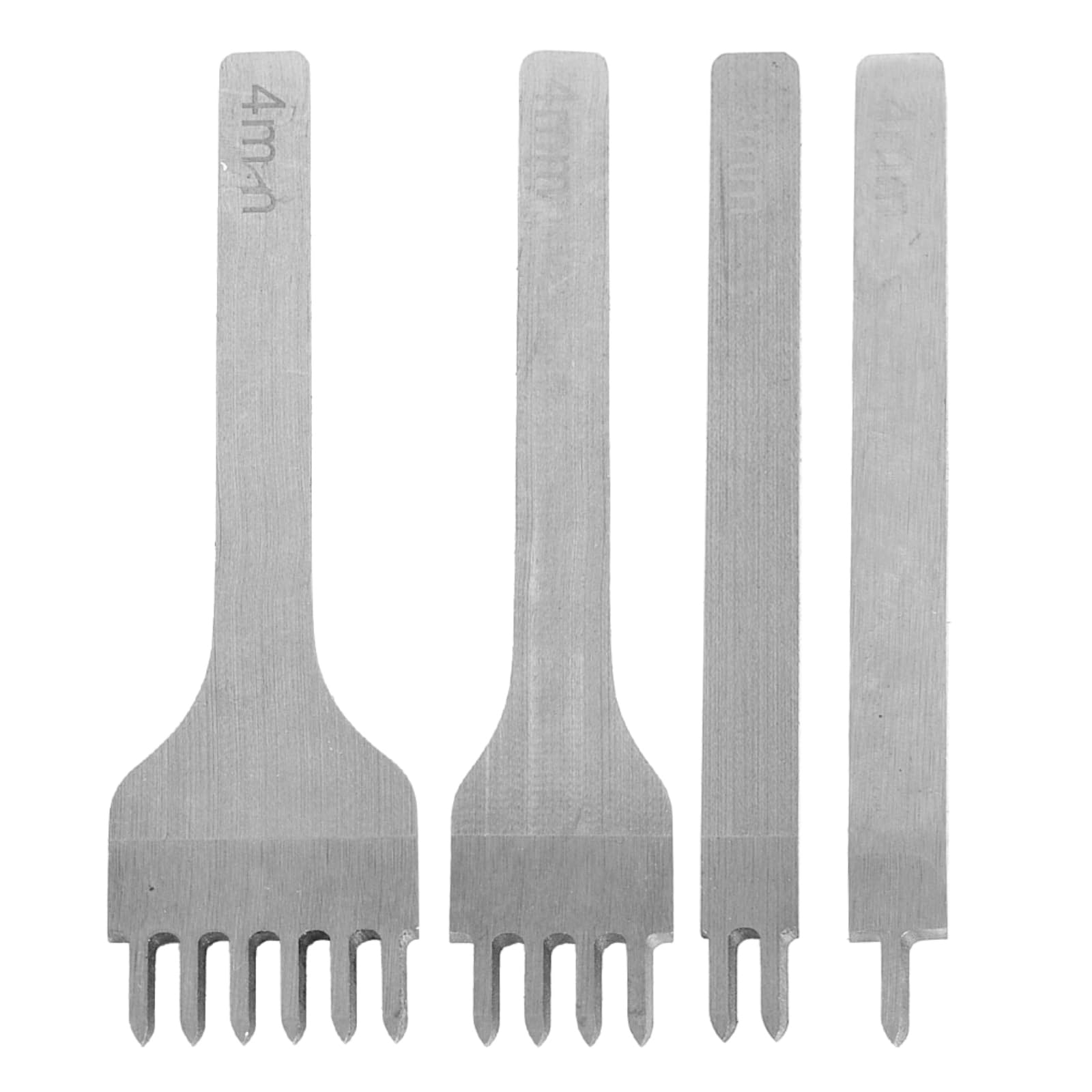 Leather Craft Tools 4PCS 1/2/4/6 Prong Leather Hole Punches Tool DIY Stitching Leather Craft Tools Kit Diamond Lacing Stitching Chisel Set (4mm)