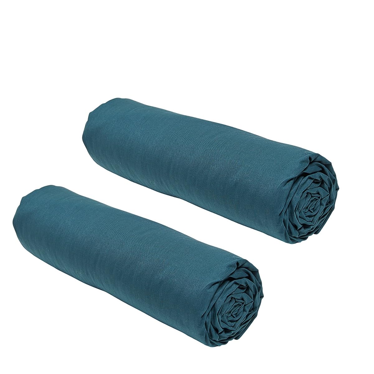 TODAY Essential Set of 2 Fitted Sheets 140 x 190 cm for Double Bed, 100% Cotton Peacock — image 1