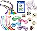 Extreme Rock Star Party Favor Pack (12 Glasses, 12 Neon Braid Hair Attachments , 12 Beaded Guitar Necklaces, 12 Jewel Rock Star Diva Tattoos, 72 Rock Star Tattoos)