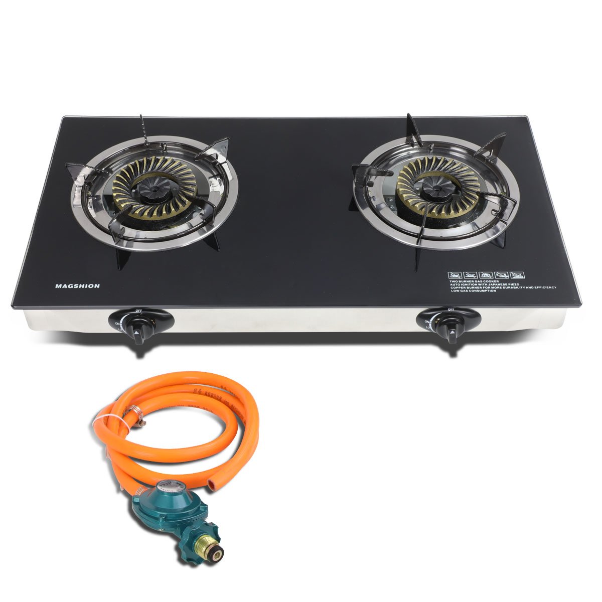 Modern Double Glass Top Portable Propane Gas Stove Burner With