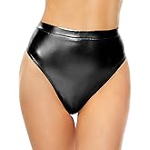 Kepblom Women's Thong Metallic Rave Bottoms Shiny High Waisted Panties for Festival Clubwear Dancing