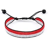 Indonesia Flag Bracelet, Adjustable, Boho Style Rope Bracelet for Women, Men, Thread String