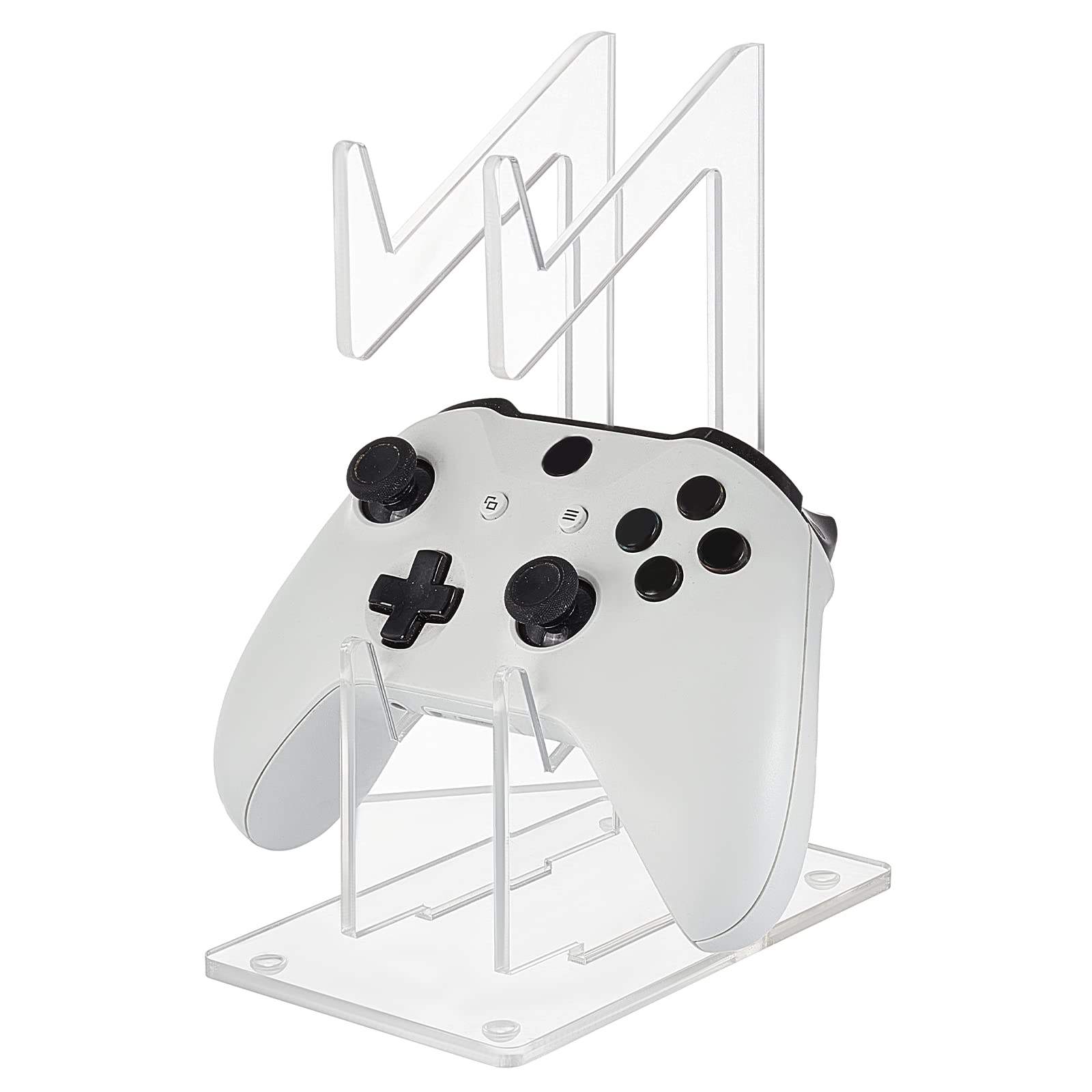 Photo 1 of AHANDMAKER Universal Dual Controller Holder, Transparent Acrylic Game Controller Display Stand, Detachable Gamepad Desktop Stand for Display and Organization, Double-Layered