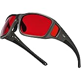 TIJN Sonia Sleep Glasses for Blue & Green Light Blocking,Red Lens with Dual AR Coating,Wraparound Frame for Gaming Screen