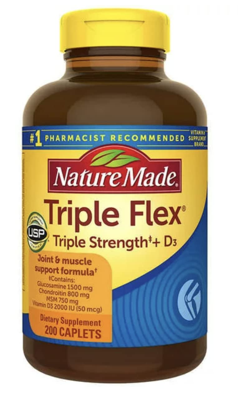 Nature Made TripleFlex Triple Strength + D3 – 200 Caplets, Joint & Cartilage Support