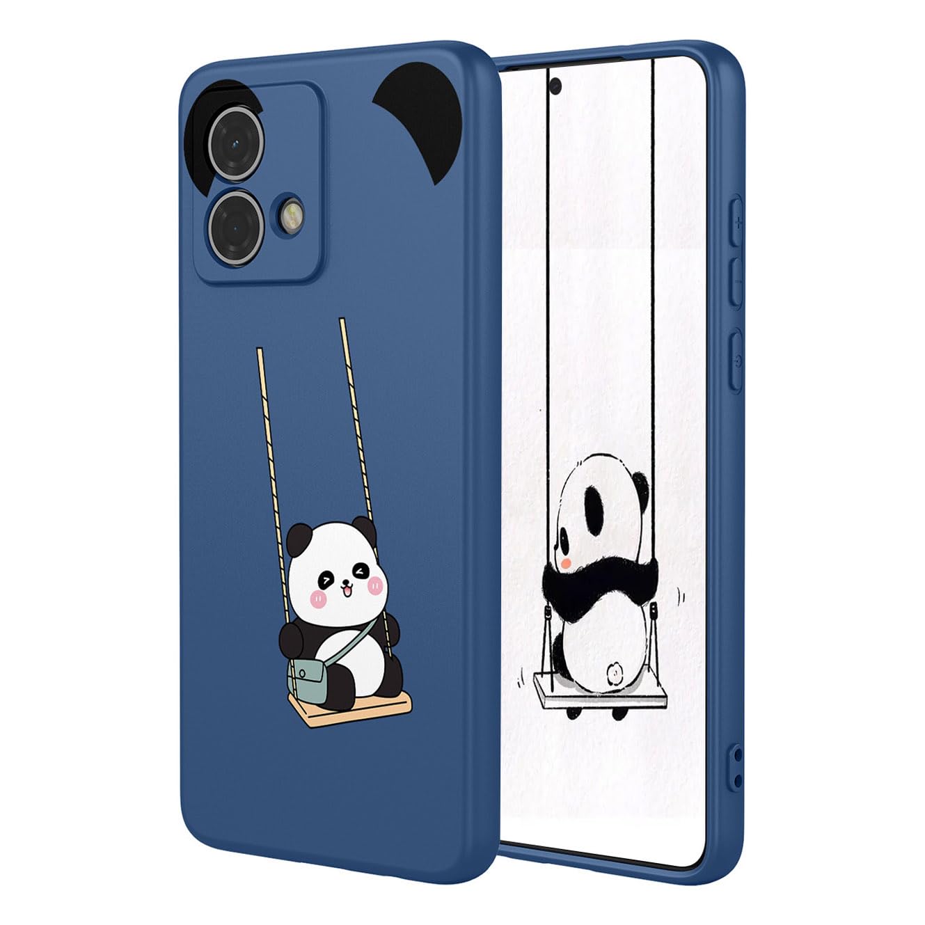 YUECXIN Case for Motorola Moto G84 5G, Ultra thin Liquid Silicone Silky Soft Touch Cute Pattern Girls Cover, with Microfiber Lining Shockproof TPU Bumper Case. Panda
