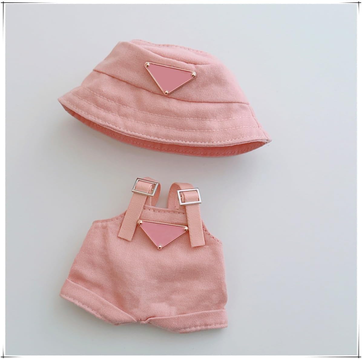 Photo 1 of 17cm Clothes Set(NO Doll), Hat & Overalls Set for 17cm Accessories Suit, Cute Clothes for Dress up Unique Style (Pink1)