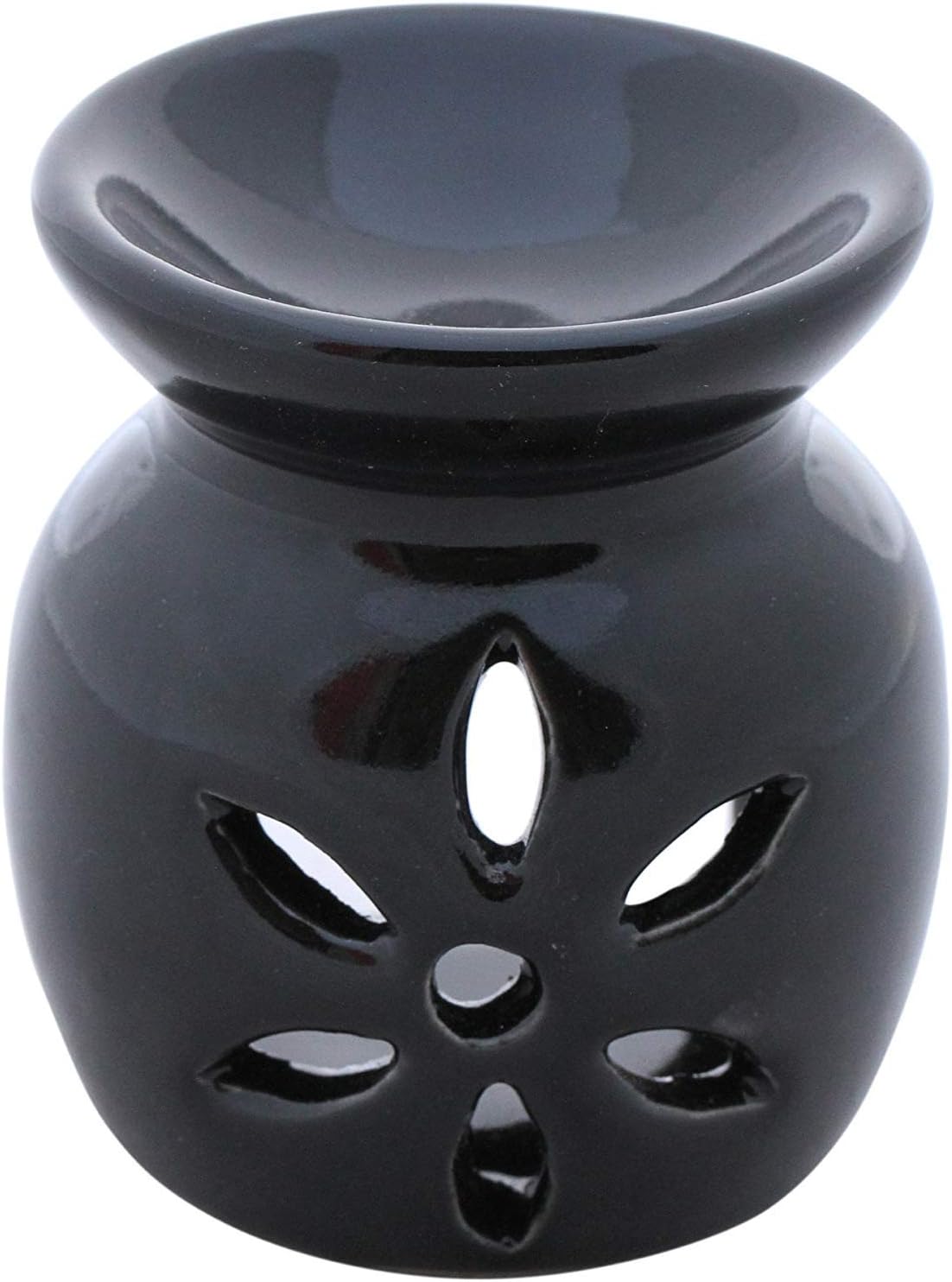 ONE DAY OFFER - SouvNear 3.6" Oil Diffuser Warmer Burner Oil/Wax Tarts/Melts Warmer/Burner/Diffuser - Aromatherapy Tealight Holder Black Ceramic for Fragrance