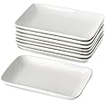 XINLTC 8 Pieces 8 Inch Rectangular Appetizer Plates, Porcelain Dessert Plates, Salad Plates Set, Small White Serving Plates for Salad, Appetizer, Snack, Sushi, Microwave, Oven, Dishwasher Safe