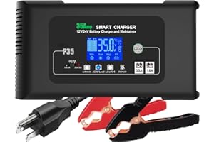 RCGCBC Battery Charger 0-35A,12V/24V Lithium Battery Charger for LiFePO4,Lead Acid,AGM,RV,Marine,Boat, and Deep Cycle Batteries,9 Stage with Pulse Repair,Smart Car Trickle Charger & Maintainer