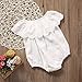 Baby Girl Romper Jumpsuit Off Shoulder Lotus Leaf Bodysuit Infant Clothes Outfit (80 (6-12M), White)