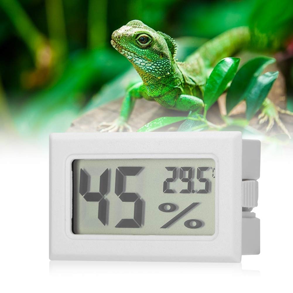 Digital Thermometer Hygrometer for Fish Tank and Reptile Terrarium - LCD Humidity Temperature Monitor Indoor Outdoor for Lizard Rainforest Habitat