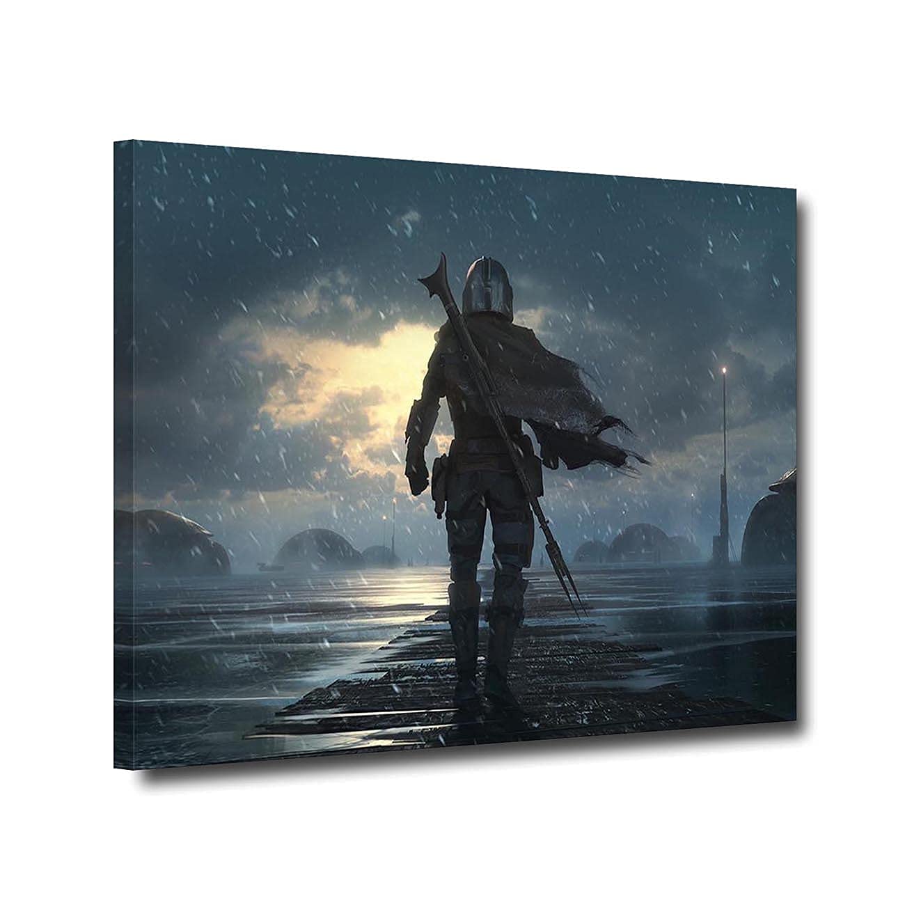 ZHONGYUTONG Mandalorian Movie Posters - Framed & Stretched High Definition Canvas Wall Art Mando Wall Aesthetic Decor Painting Room Decoration Idea Gift Star Fans Ready to Hang (SW-8, 12 X 18 Inches)