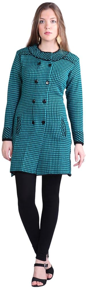 montrex turquoise double breasted coat for women