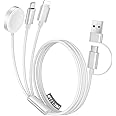 Temdan for Apple Watch Charger,3 in 2 USB C Cable for iPhone 16 Charger/Type C/Lightning,Multi Charging Cable Cord,Portable Travel Essentials Designed for iWatch Ultra/SE/10-1&iPhone 16-12-4FT White