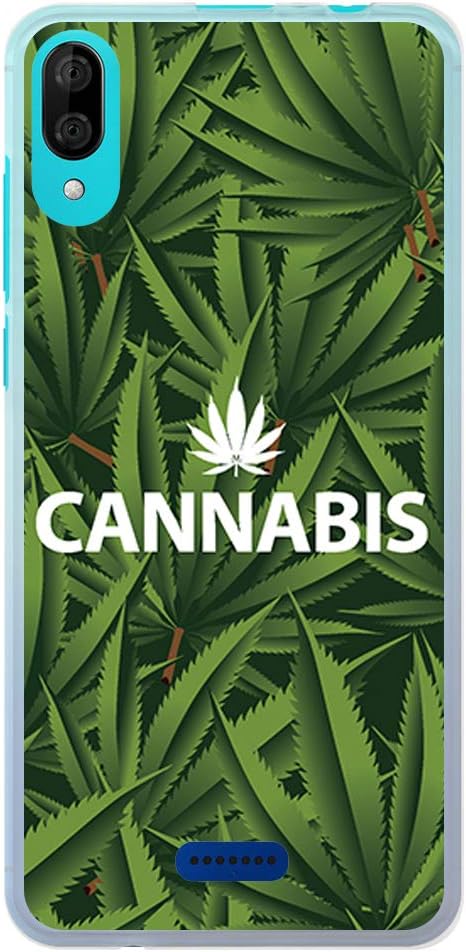 BJJ SHOP Transparent case for [ Wiko Y80 ], TPU flexible silicone shell, design : Medicinal plants, relaxation, marijuana