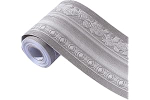 TEEMALL Gray Wood Grain Self Adhesive 3D Peel and Stick Waterproof Wall Border Easy to Apply Kitchen Bathroom Tiles Stciker 4.2x196.8 inch