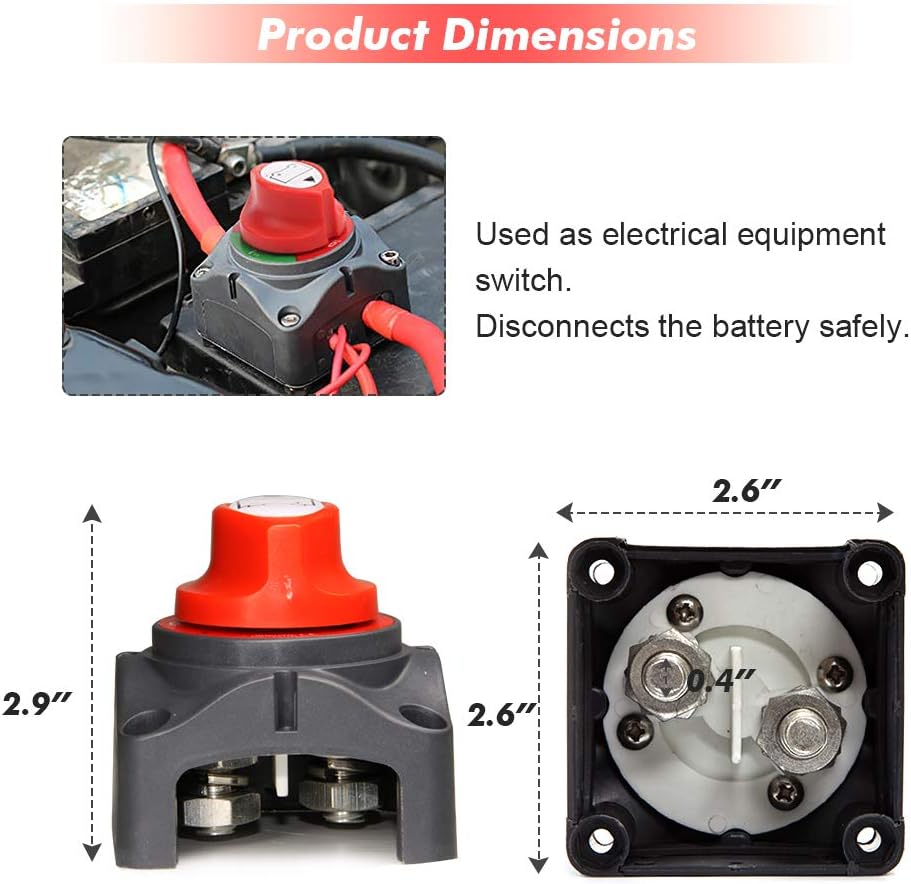 Battery Switch 12-48 V 275/1250 Amps Battery Power Cutoff Master Switch Disconnect Isolator for Car Vehicle RV ATV UTV Marine Boat On Off Position: Computers & Accessories