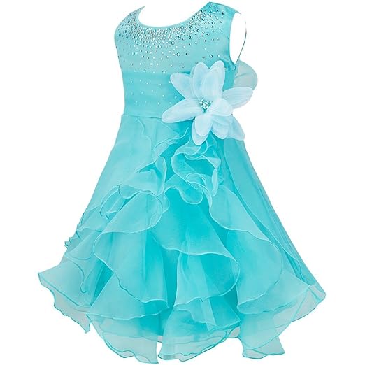 TIAOBU Baby Girls Cascading Organza Rhinestone Flower Baptism ...