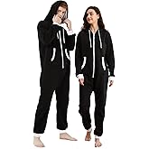 Dodheah Adult Onesie Pajamas Women Mens Jumpsuit Sleepwear Zipper One Piece Outfits Homewear Sportwear Loungewear