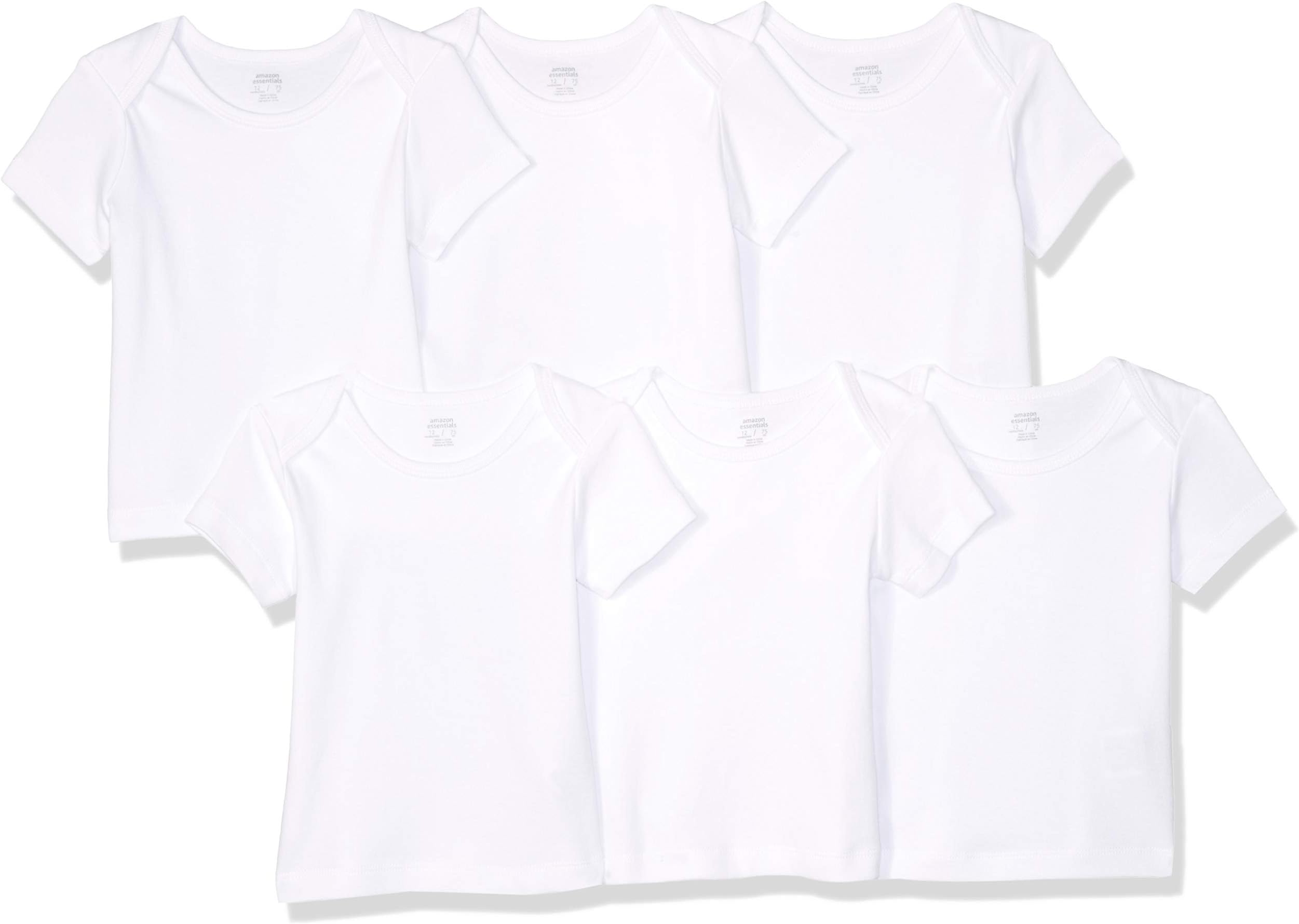 Amazon Essentials Unisex Toddlers Baby Lap-Shoulder Tee, Pack of 6