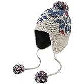AOMEXAGA Women Cute Beanie Hat with Pom Warm Ski Snow Ear Flaps Snowflake Fair Isle Pattern Crochet Hats with Fleece Lined