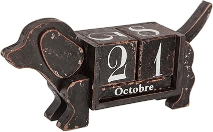 Calendrier Perpetuel En Bois Forme Chien Coloris Wenge Amazon Fr Fournitures De Bureau